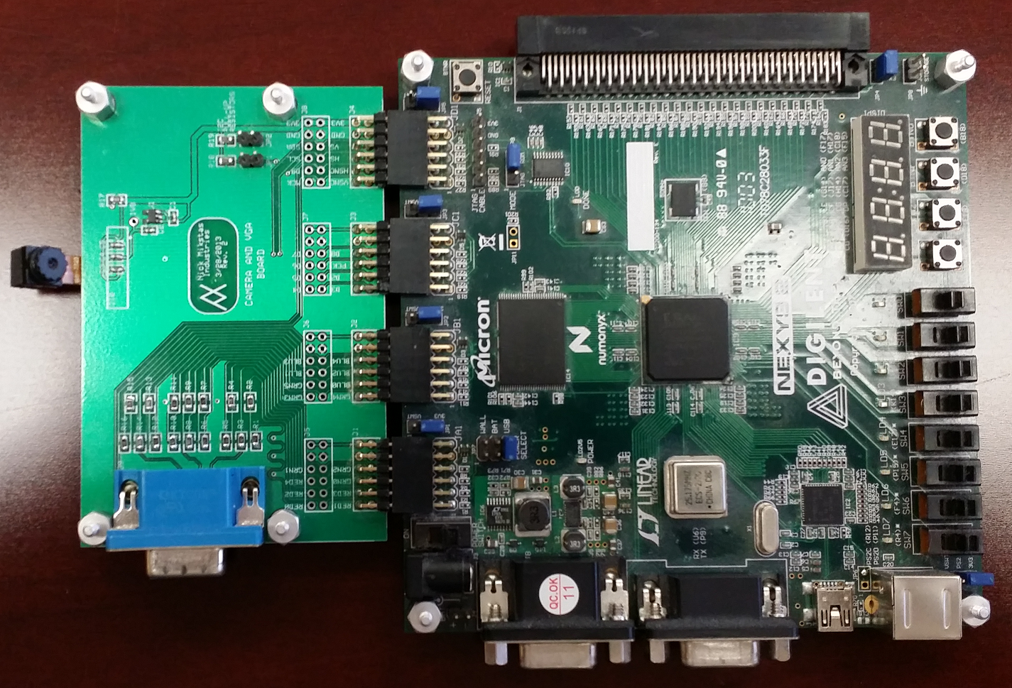 CMOS Camera PCB Attached to FPGA Board