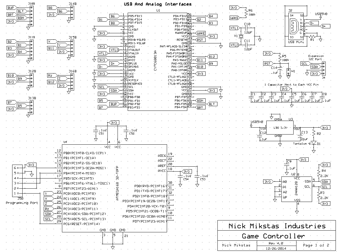 Game Controller Schematic Page 1