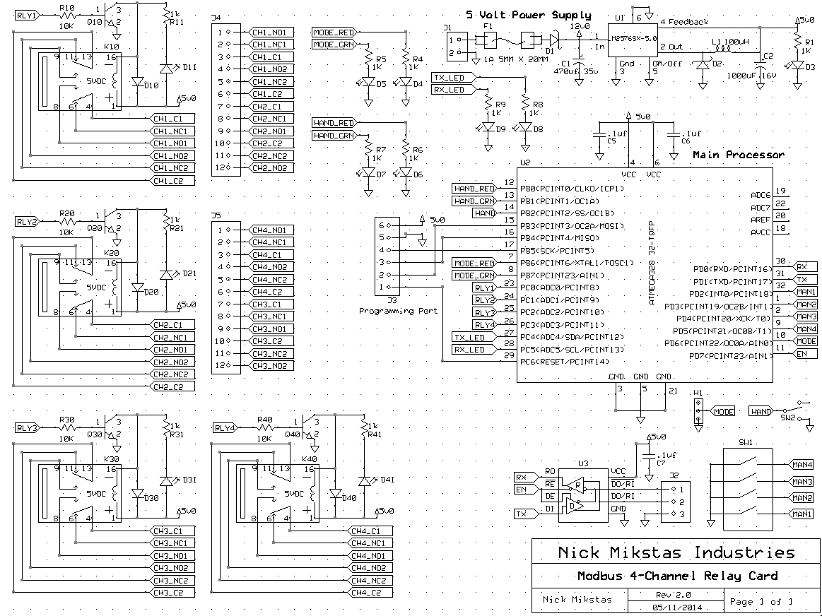 Modbus Relay Card Schematic Page