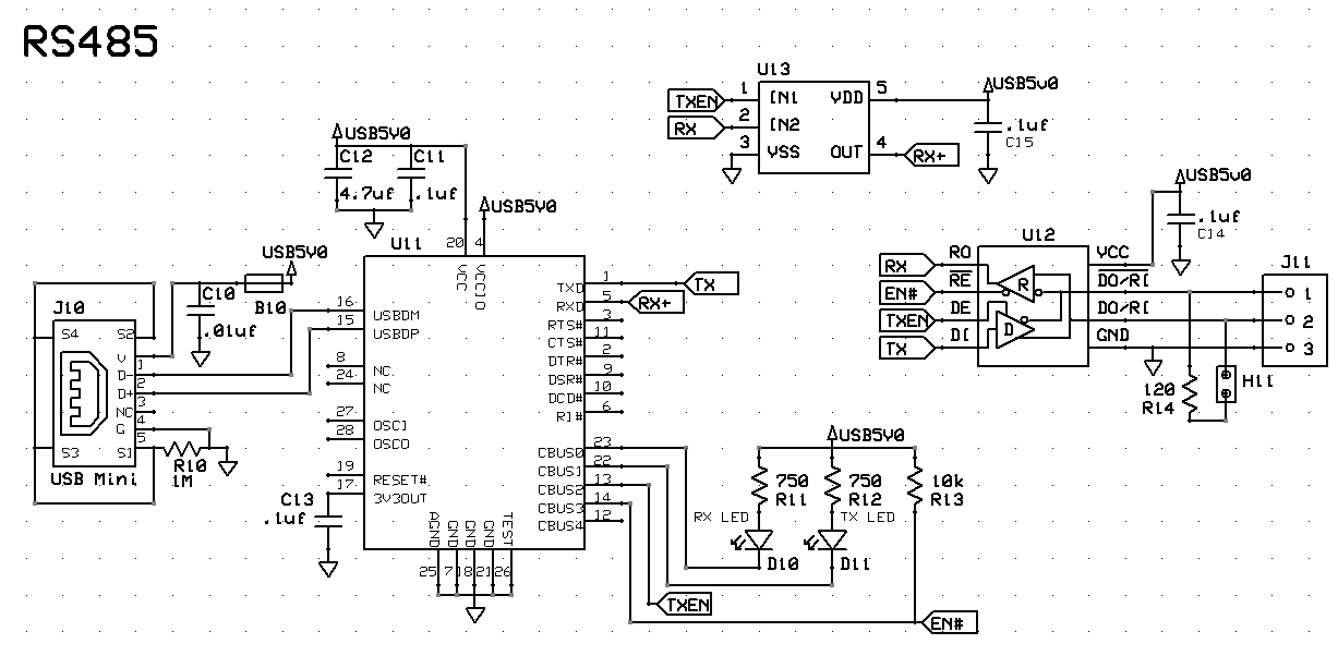 USB to RS-485 Schematic